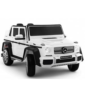 Coche eléctrico para niños MERCEDES Maybach G650 12V, blanco, ASIENTO CUERO, RUEDAS GOMA - KINA-G650WHITE-KI4